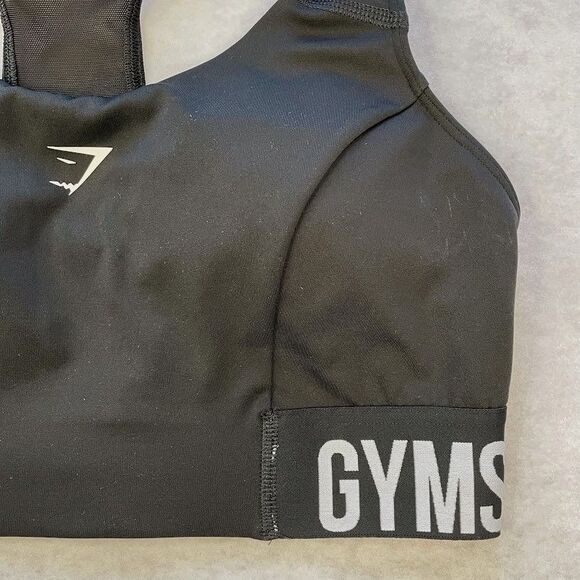 Gymshark Training Brandmark Sports Bra Womens Size M Black Racerback Active Bra - Picture 2 of 10